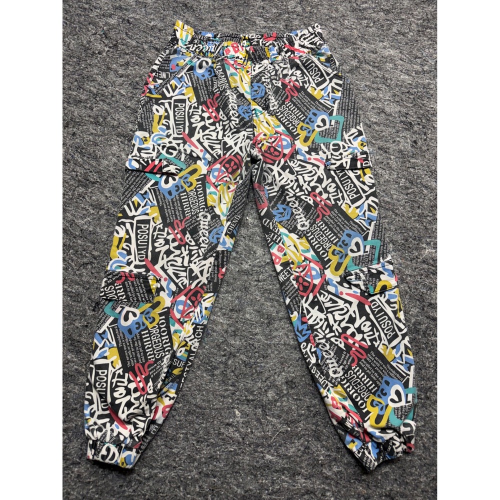 V.I.P. Graffiti Print Cargo Joggers Multi Color Streetwear Pants Size 11/30